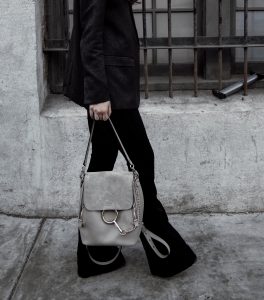 LA blogger Tania Sarin wearing chloe backpack and the kooples top