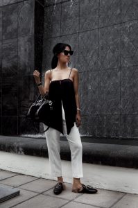 LA blogger Tania Sarin wearing givenchy bag and gucci mule slippers