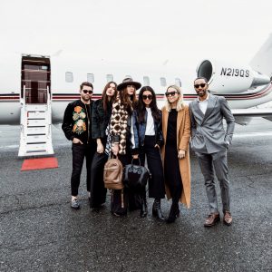 LA blogger Tania Sarin traveling with msgm metallic jacket and givenchy bag