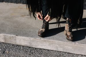 LA Blogger Tania Sarin in louis vuitton combat boots