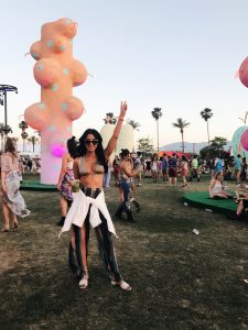 LA Blogger Tania Sarin on coachella weekend featuring festival style with raquel allegra pants