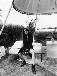 LA Blogger Tania Sarin on coachella weekend featuring festival style in black and white