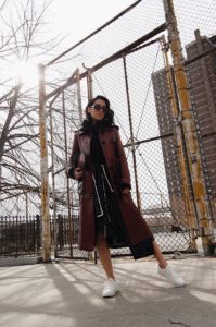 LA Blogger Tania Sarin at new york fashion week after Coach S/S 18 wearing Coach and Colovos skirt