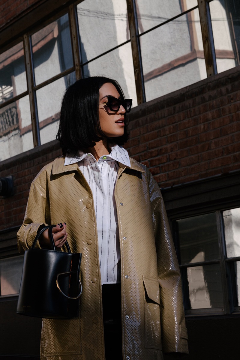 How to style a leather trench coat, designers remix leather trench, danse lente bobbi bag, tania sarin style | TSARIN.COM
