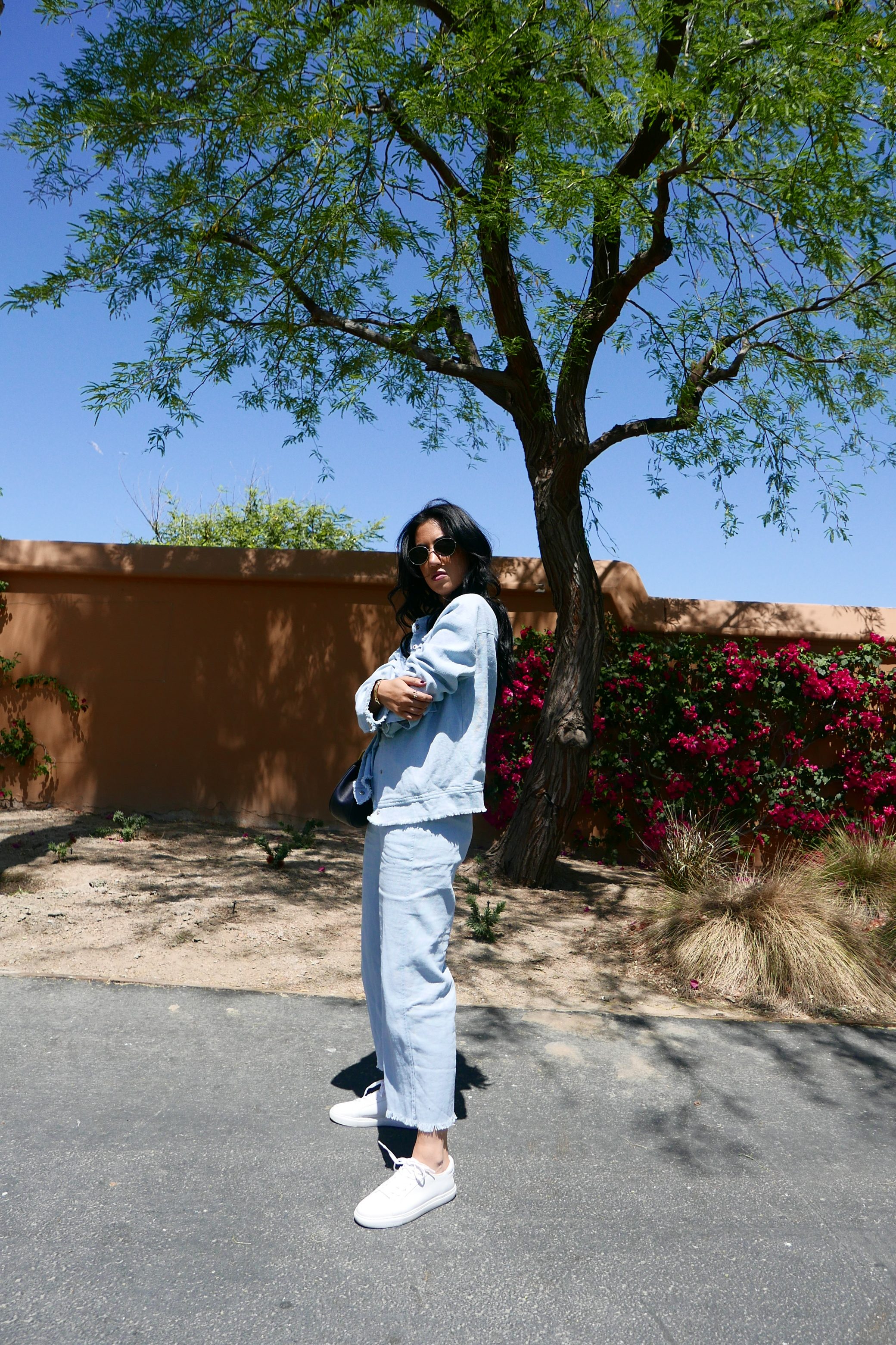 LA Blogger Tania Sarin on coachella weekend featuring festival style with moonriver two piece set