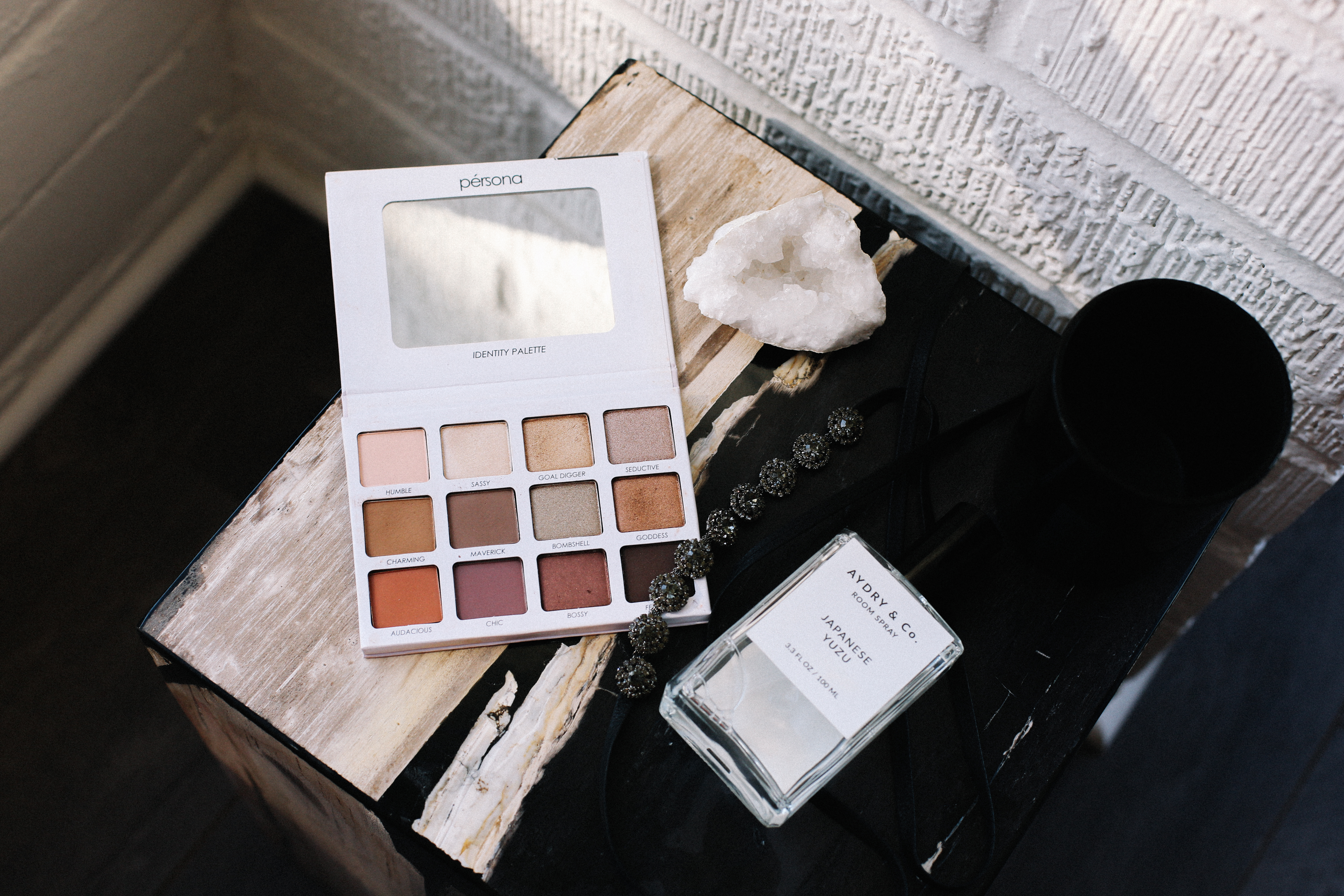 LA Blogger Tania Sarin with her top 10 beauty products including persona identity palette and aydry & co