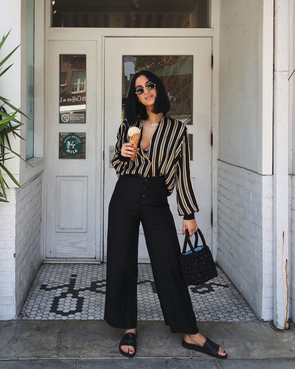 Best coffee shops in LA, LA coffee guide | TSARIN.COM | LA Cafes, summer fashion, wide leg pants, stripe top