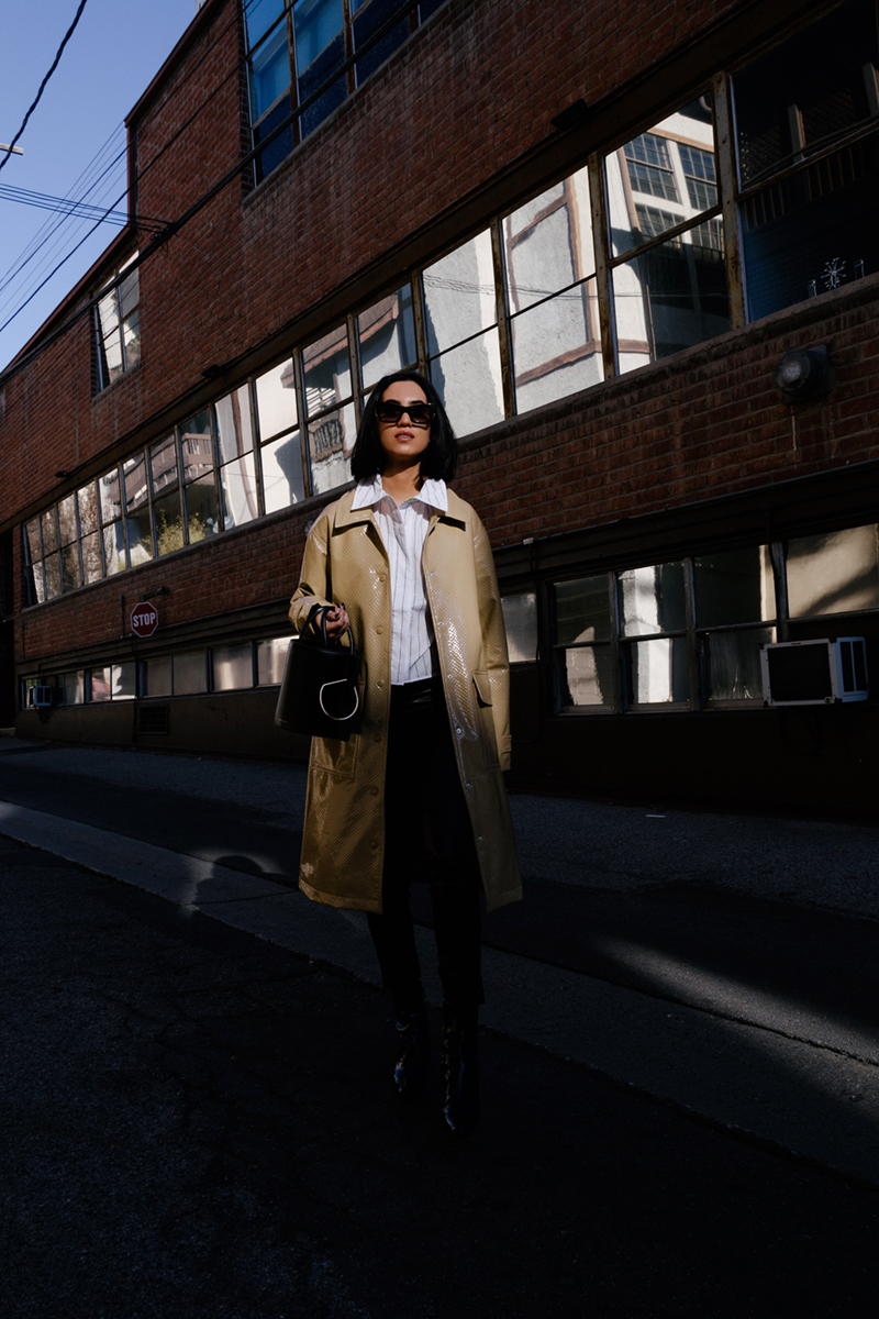 How to style a leather trench coat, designers remix leather trench, danse lente bobbi bag, tania sarin style | TSARIN.COM